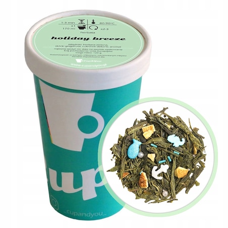Herbata zielona HOLIDAY BREEZE skórki grejpfruta na prezent upominek 110g - herbata liściasta sypana mieszanka napar susz