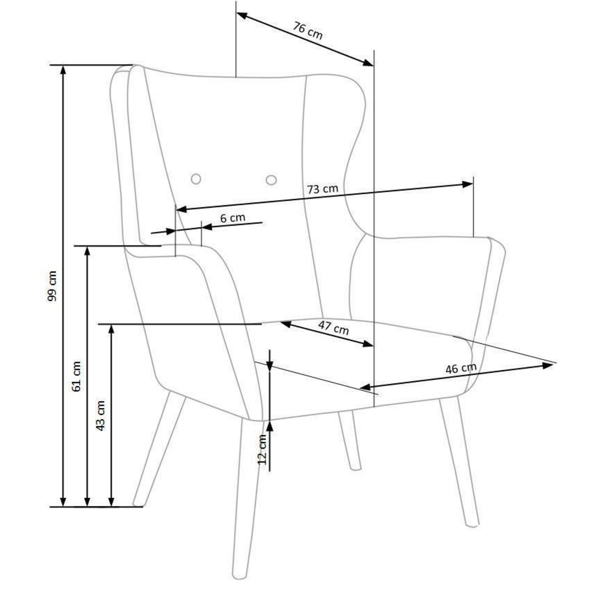 FOTEL TAPICEROWANY Damar beżowy NOGI Z LITEGO DREWNA
