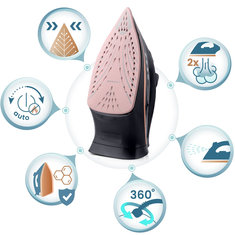 Żelazko parowe 3000W ceramiczna powłoka praca w pionie Berdsen 333200