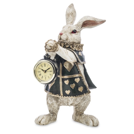 Dekoracja - królik 25x13,5x15 cm CONIGLIO szarak z zegarkiem