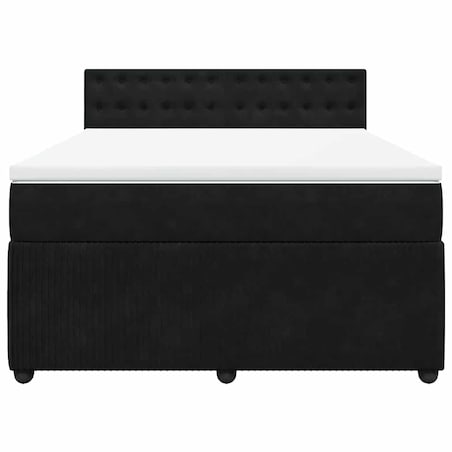 vidaXL Łóżko kontynentalne z materacem, czarne, 140x200 cm, aksamit