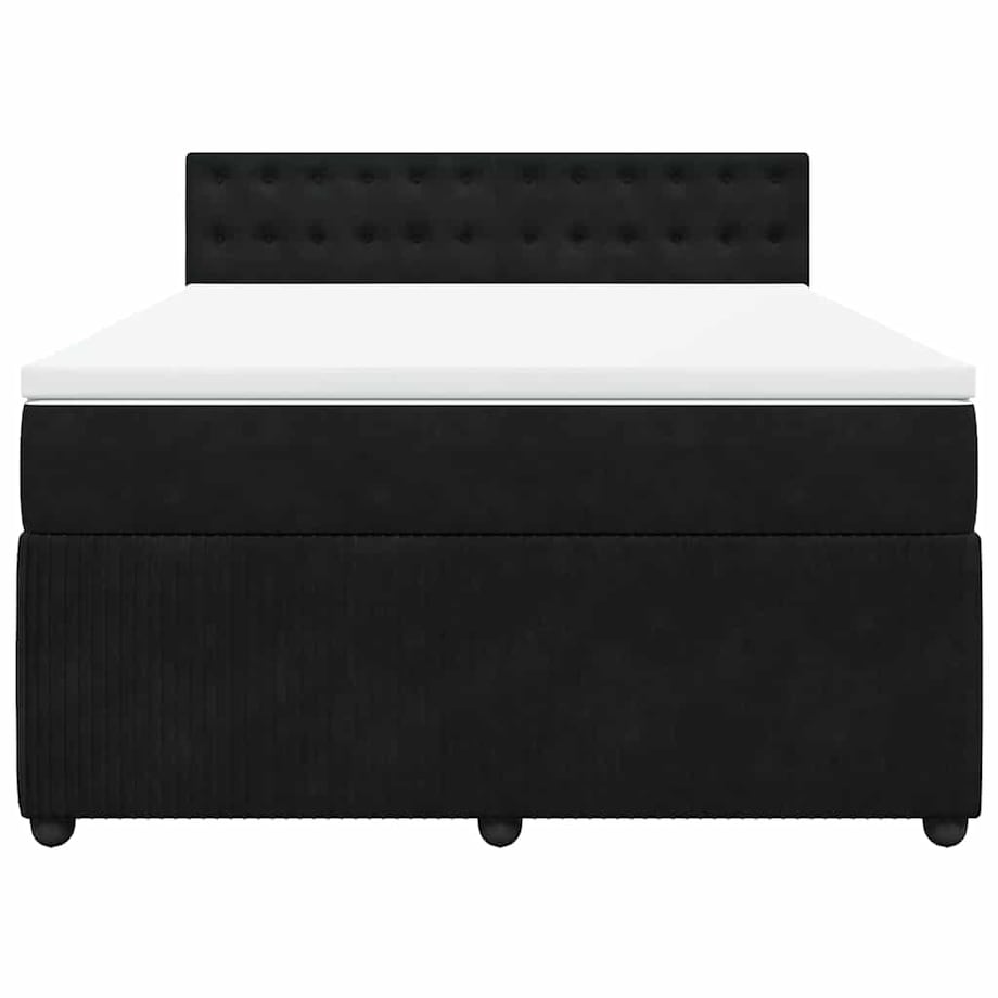 vidaXL Łóżko kontynentalne z materacem, czarne, 140x200 cm, aksamit