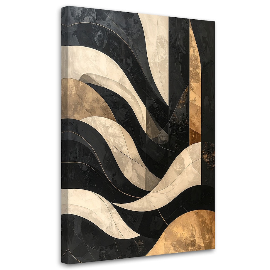 Obraz glamour do wnętrz loftowych, Nowoczesna abstrakcja geometryczna w złocie 70x100 cm