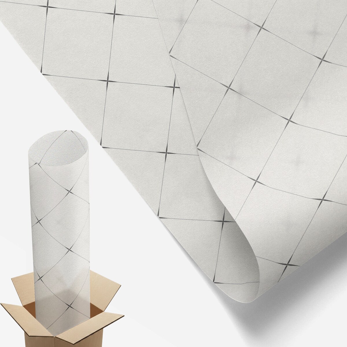 Okleina na okno chroniąca prywatność - Elegancki wzór rombowy - 100x100 cm