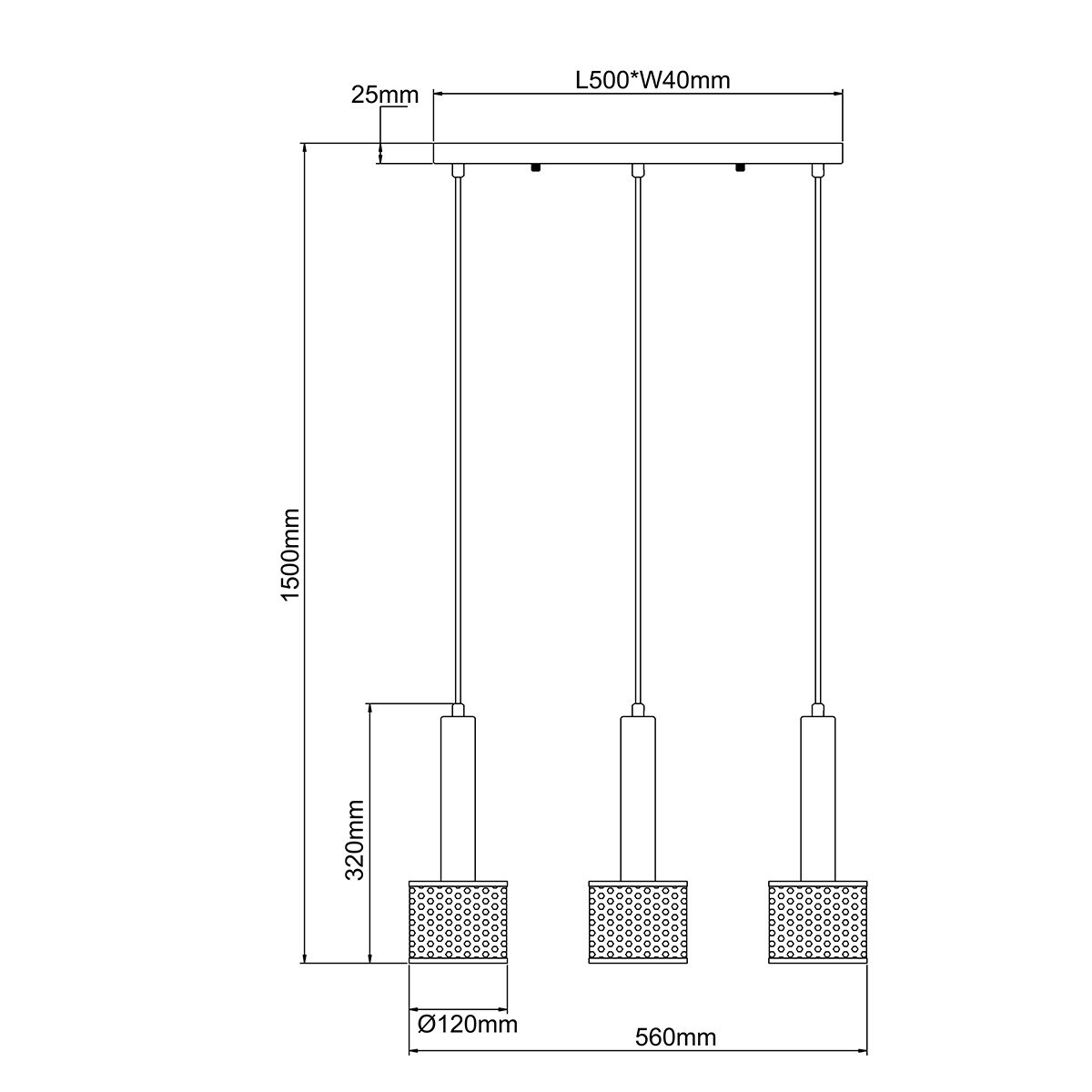 Lampa wisząca Light Prestige Amo czarny 3 x E27 1 szt.