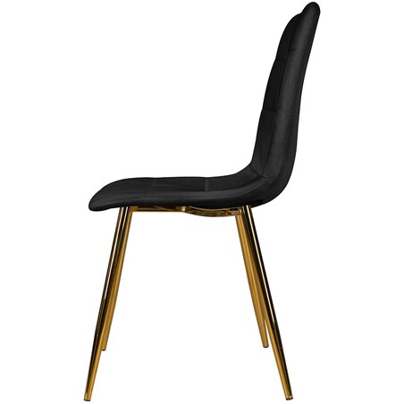 Krzesło tapicerowane czarne welurowe pikowane złote nogi glamour