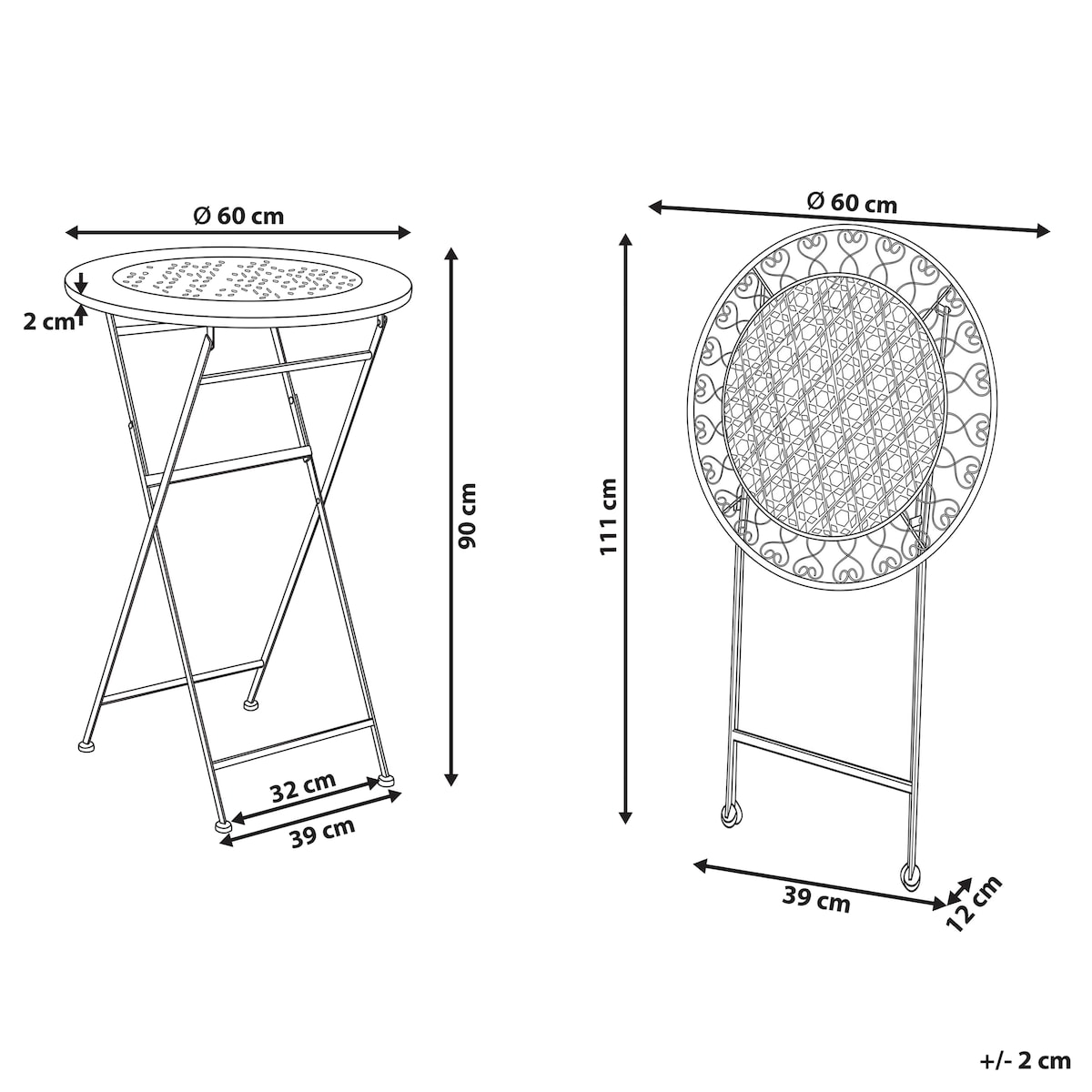 Stolik ogrodowy barowy TRIESTE 60 cm 60 cm Metal Jasnobeżowy