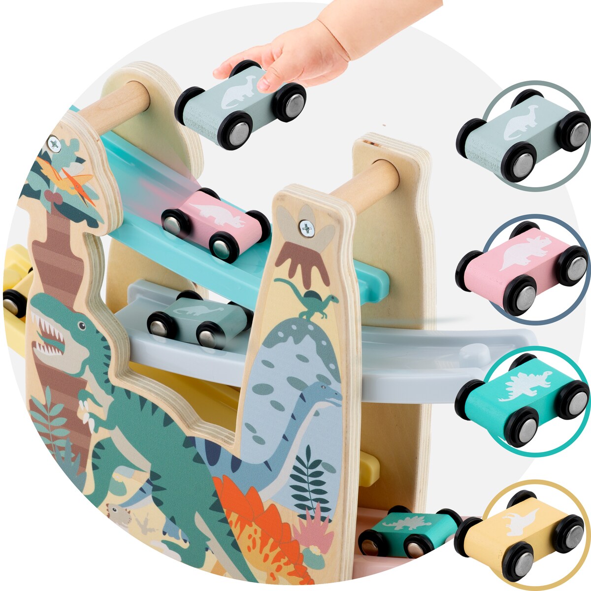 Zabawka drewniana zjeżdżalnia dla aut Ricokids