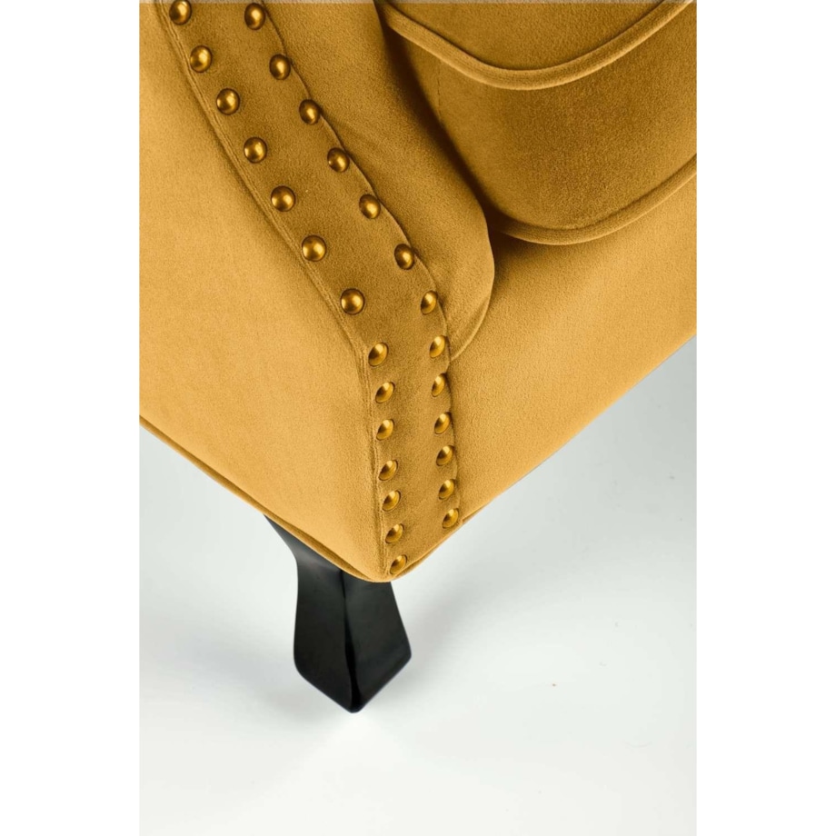 FOTEL WYPOCZYNKOWY Vader żółty aksamitny DREWNIANE NOGI