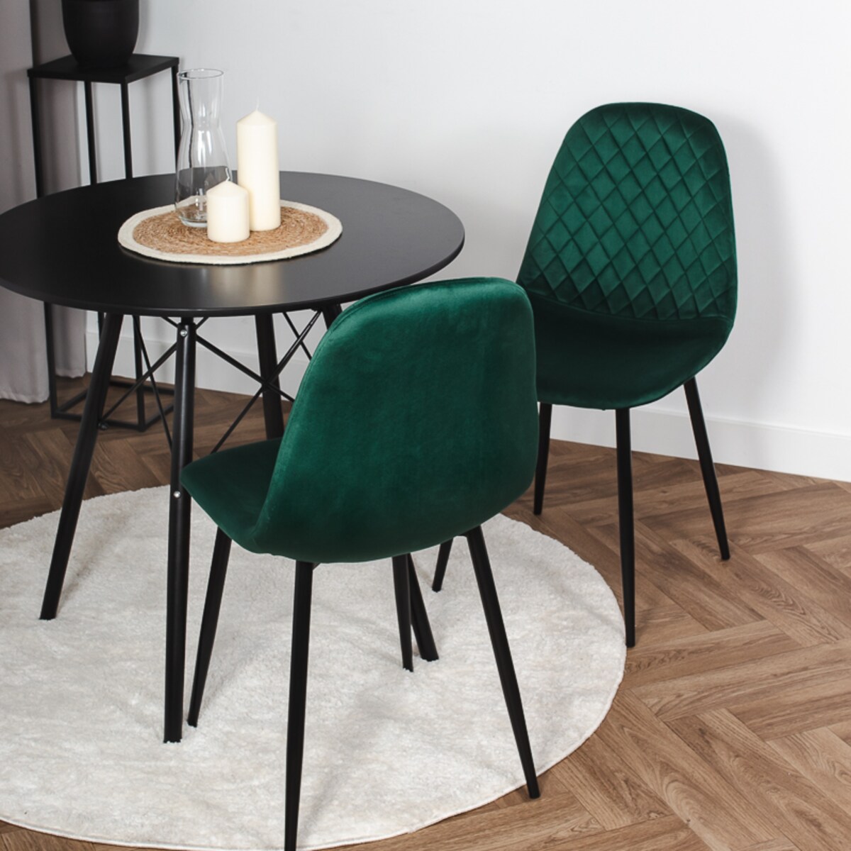 Krzesło tapicerowane pikowane nowoczesne do salonu jadalni zielone