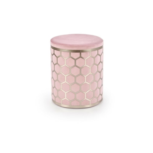 PUFA OKRĄGŁA Amy różowa METALOWA PODSTAWA i dekoracja