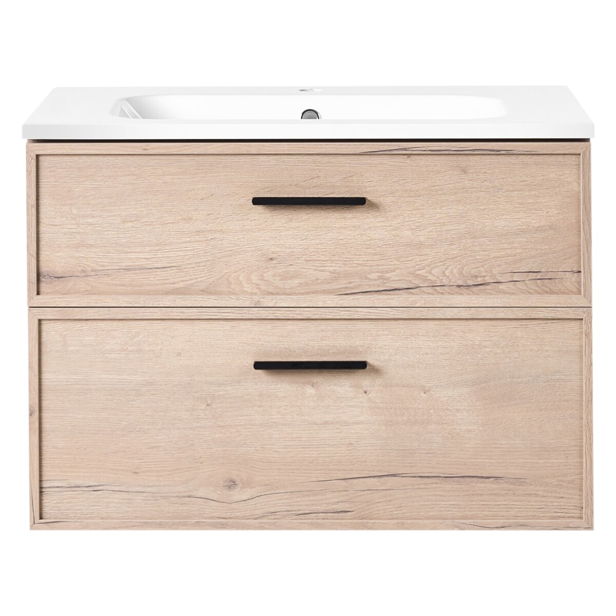 Szafka łazienkowa wisząca z umywalką YELCHO 80 cm Jasnobrązowy