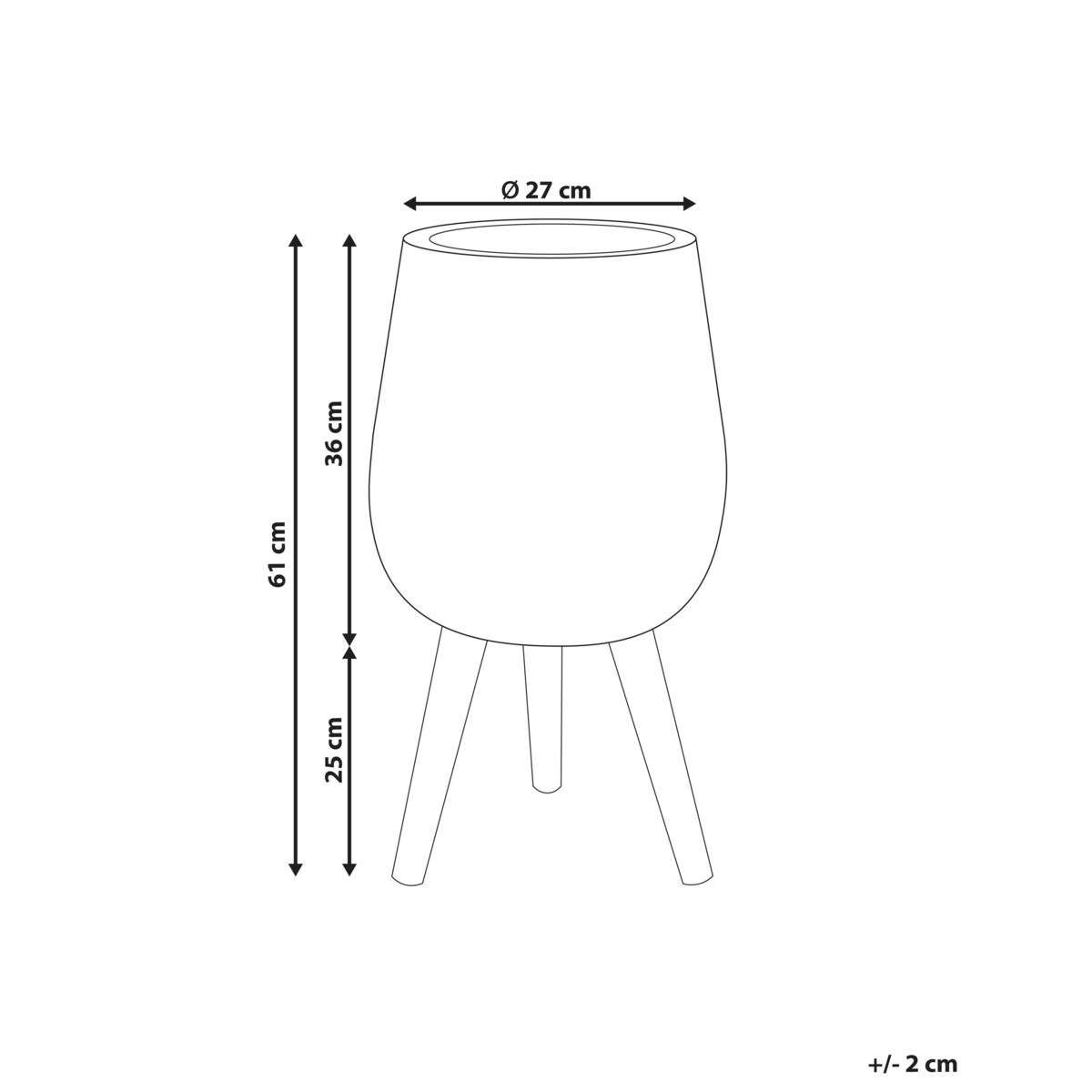 Doniczka na stojaku 27 x 27 x 61 cm jasnobrązowa ASCLEPIAS