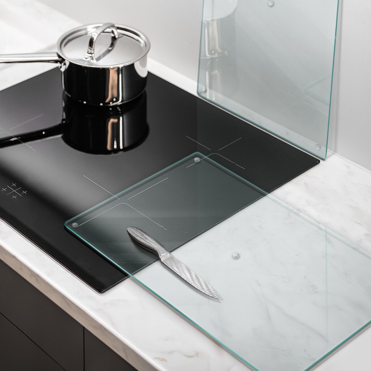 Zestaw 2 desek do krojenia, szkło hartowane 30x52