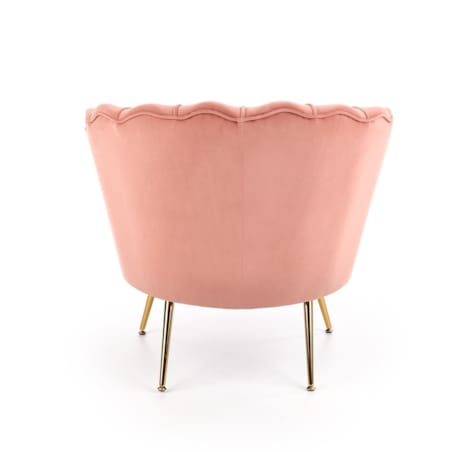FOTEL MUSZELKA Florecja RÓŻOWY welwetowy złota podstawa