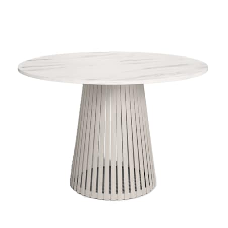 Stół VIV z lamelami do salonu, blat 90 cm marmur jasny -podstawa kaszmir