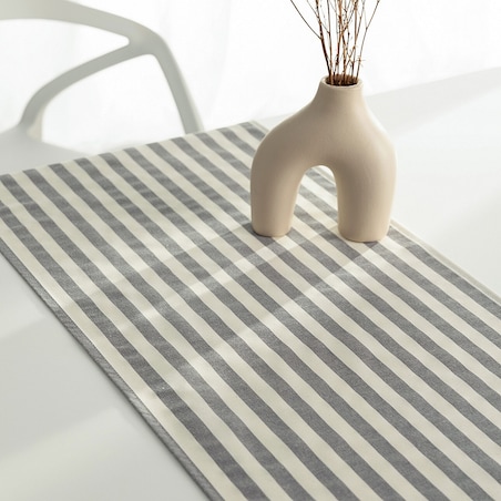 Bieżnik z falbaną 40x160 cm 40x160 szaro-białe pasy (1,5cm)