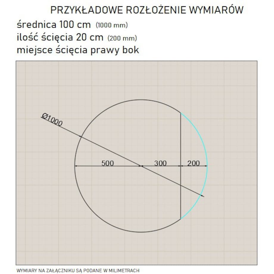 Lustro okrągłe ścięty bok z podświetleniem - KOŁO LED ŚCIĘTY BOK