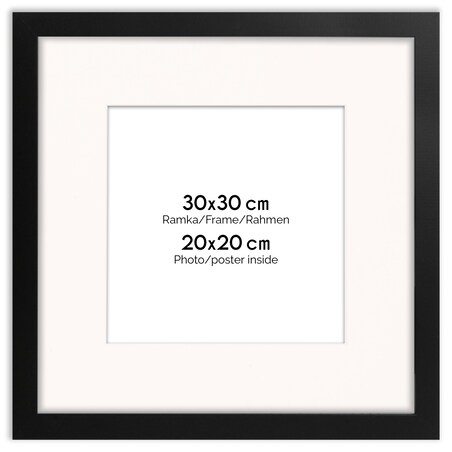 Ramka na zdjęcia 30x30 cm z passe partout czarna ramka z okienkiem passe partout na zdjęcie 20x20 cm kwadratowa ramka FRAMAI®