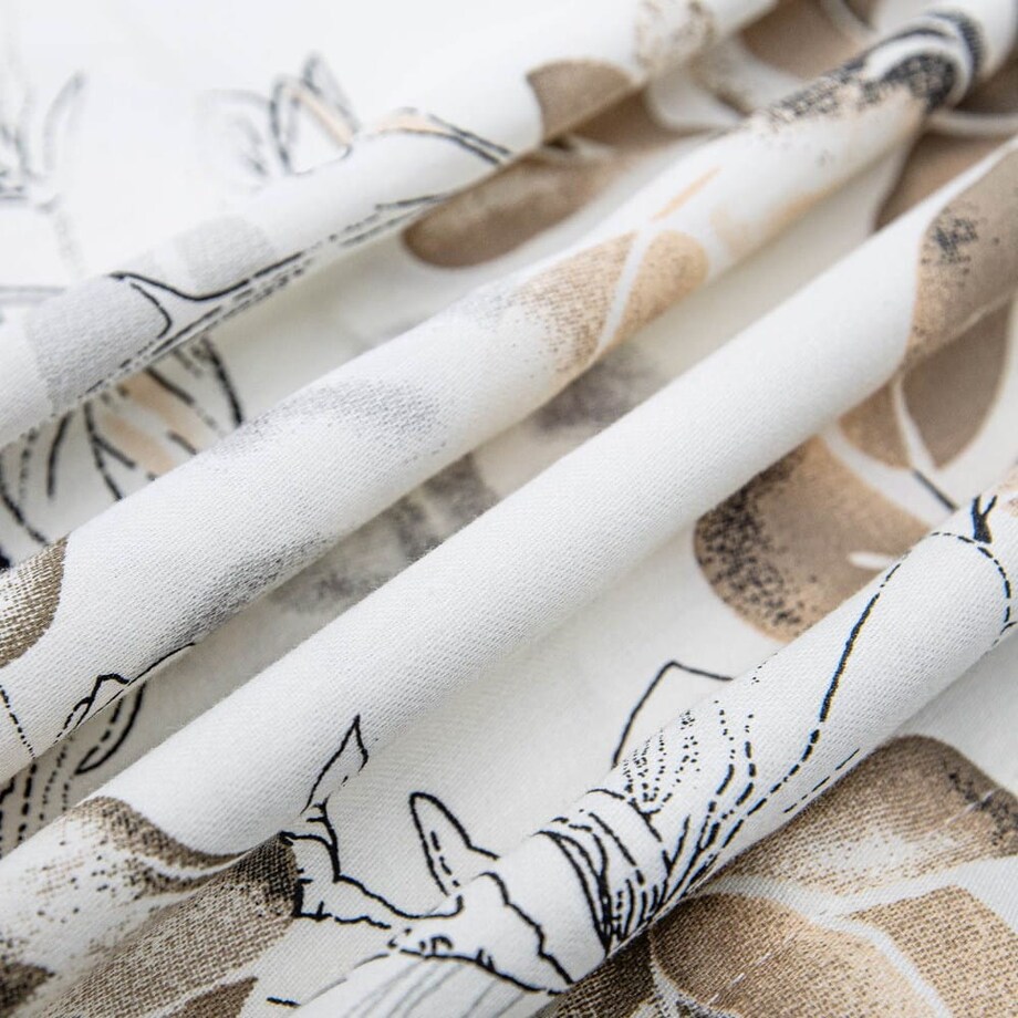 Pościel satyna bawełniana 180x200 Satynlove biała w brązowe liście