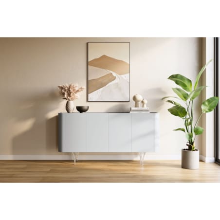 Nowoczesna szara komoda Dancan MONZA ze srebrnymi nóżkami / szer. 160 cm