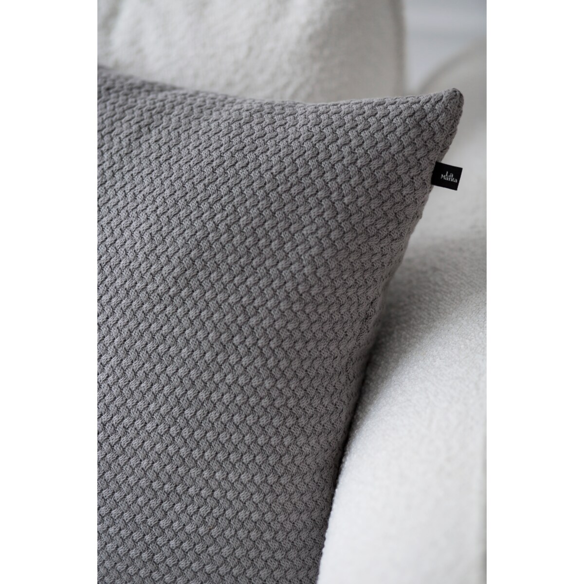 Poszewka rustykalna kwadratowa szara, 50 x 50 cm, La Manta