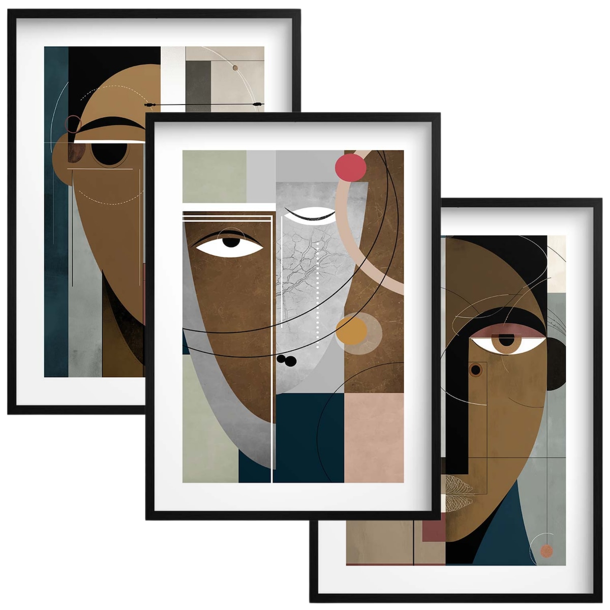 Zestaw Plakatów 30x40 na ścianę Obrazy ścienne Abstrakcyjne Twarze