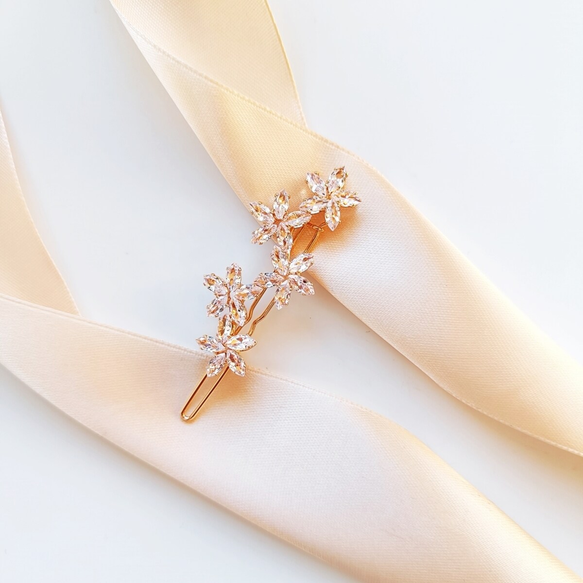 ZŁOTA ozdoba do włosów kwiaty z kryształków błyszcząca BOHO glam swarovski