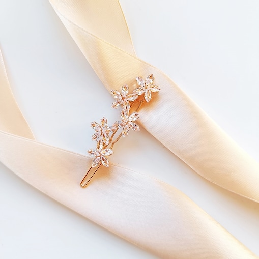 ZŁOTA ozdoba do włosów kwiaty z kryształków błyszcząca BOHO glam swarovski