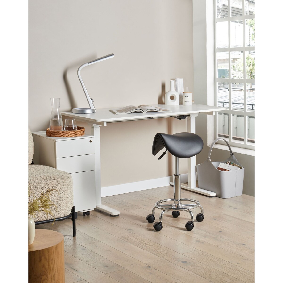 Taboret obrotowy DUMONT Ekoskóra Czarny