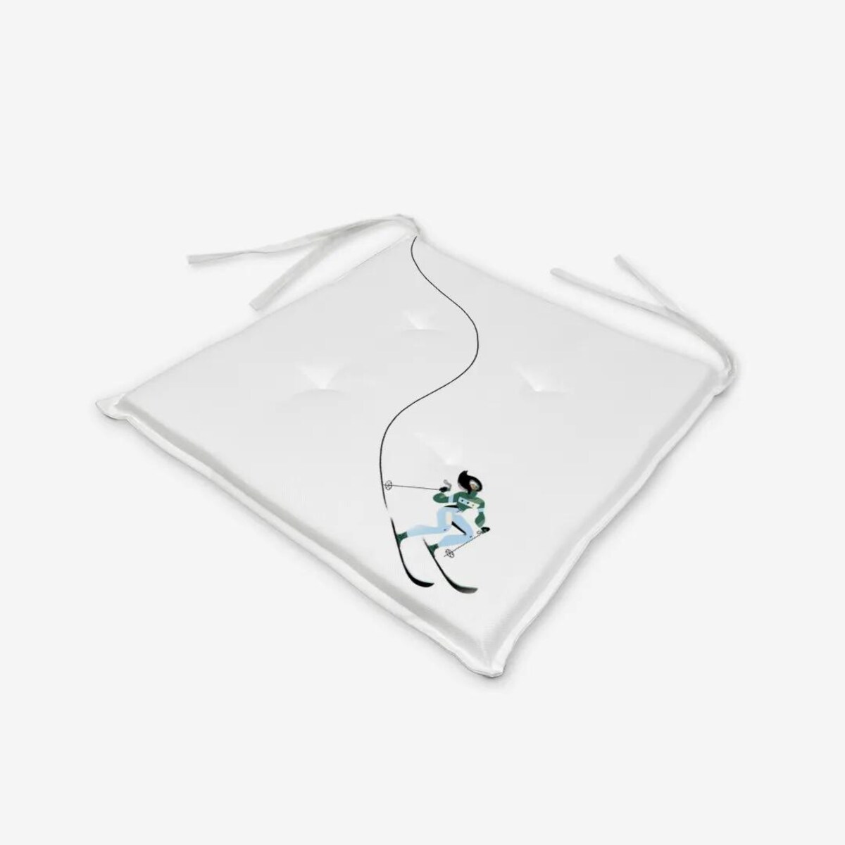 Poduszka świąteczna na krzesło - Niebieska narciarka