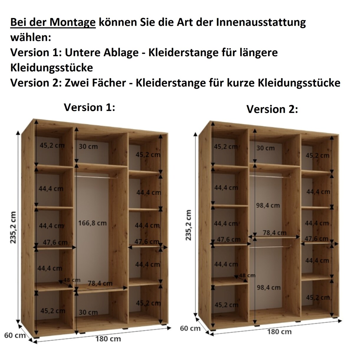 Szafa przesuwna Garderoba DAVOS 2 180 artisan/artisan/czarny