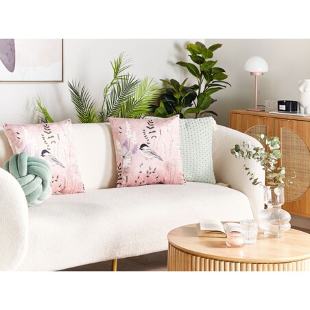 2 poduszki welurowe 45 x 45 cm różowe CYCLAMEN