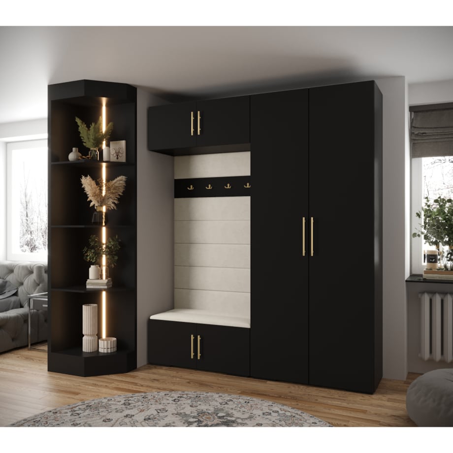 Garderoba do przedpokoju INOVA 3 Z18 czarny+złoty+manila02