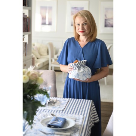 Mini dwustronne podkładki w stylu francuskim Toile de Jouy Blue & Stripes – komplet 4 szt.