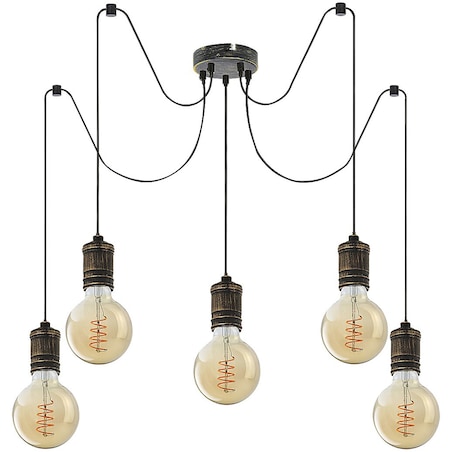Wisząca lampa loft Fidel 3218 oprawki na żarówki pająk złoto antyczne