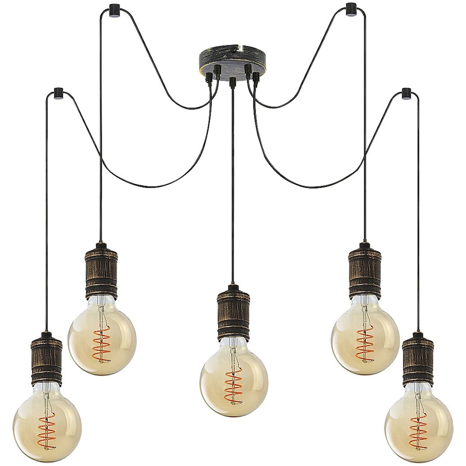 Wisząca lampa loft Fidel 3218 oprawki na żarówki pająk złoto antyczne