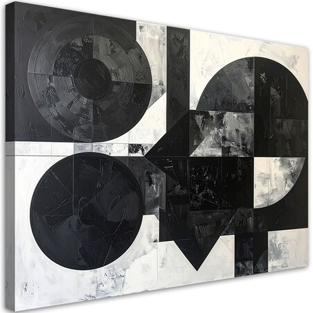 Obraz do salonu biura loftu, Abstrakcja tekstura koła kształty czarno biały