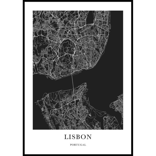 plakat lisbon mapa - lizbona 50x70 cm