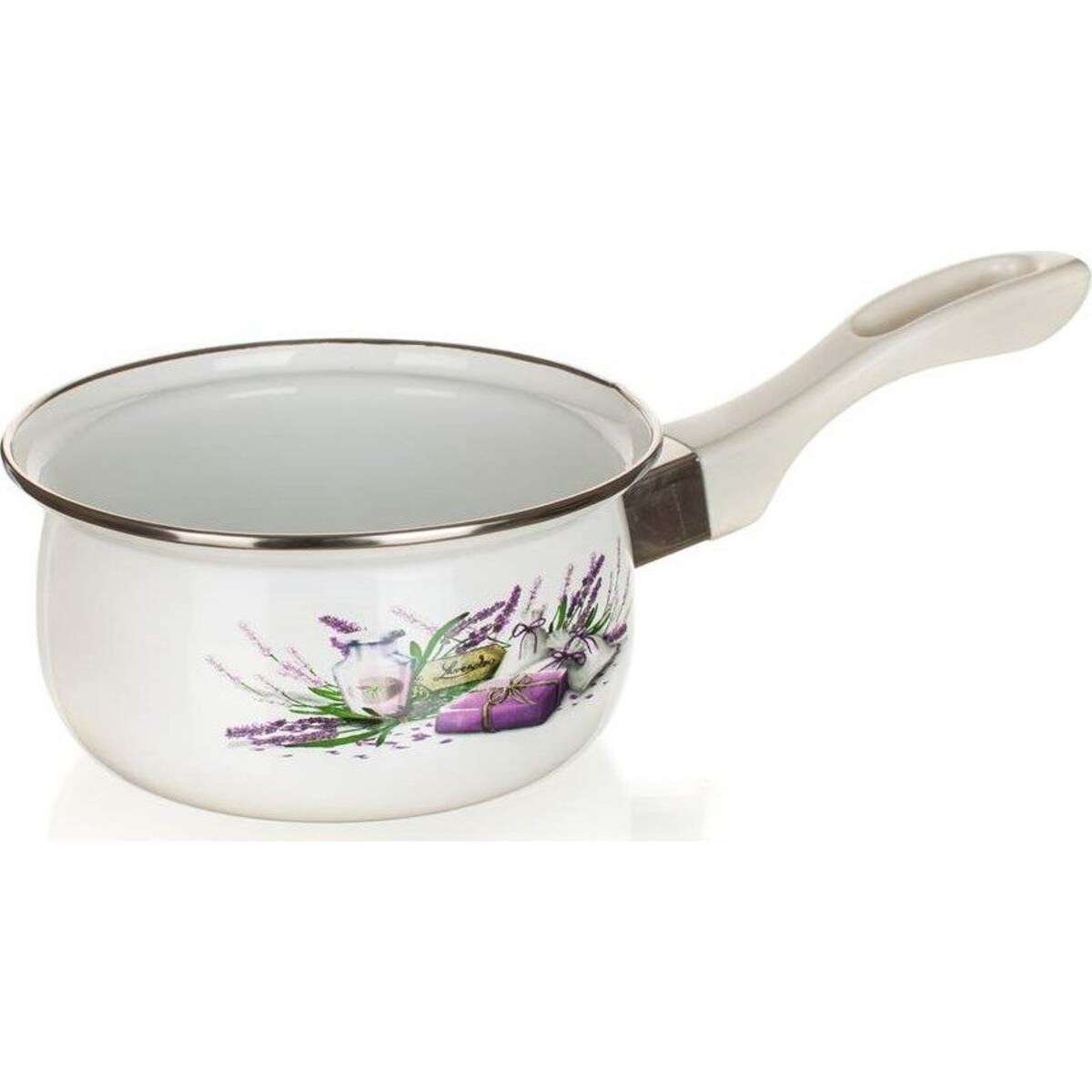 RONDEL emaliowany garnek 14cm z rączką LAWENDA 0,65L do mleka podgrzewanie