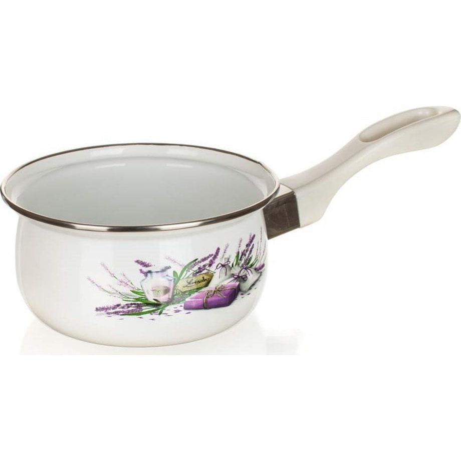 RONDEL emaliowany garnek 14cm z rączką LAWENDA 0,65L do mleka podgrzewanie