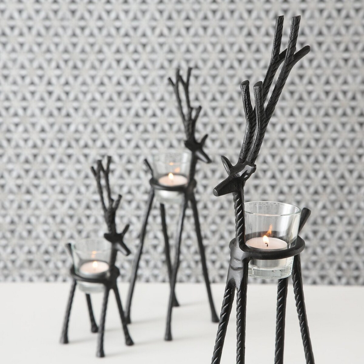 Świecznik Reindeer 36cm black, 8 x 13 x 36 cm