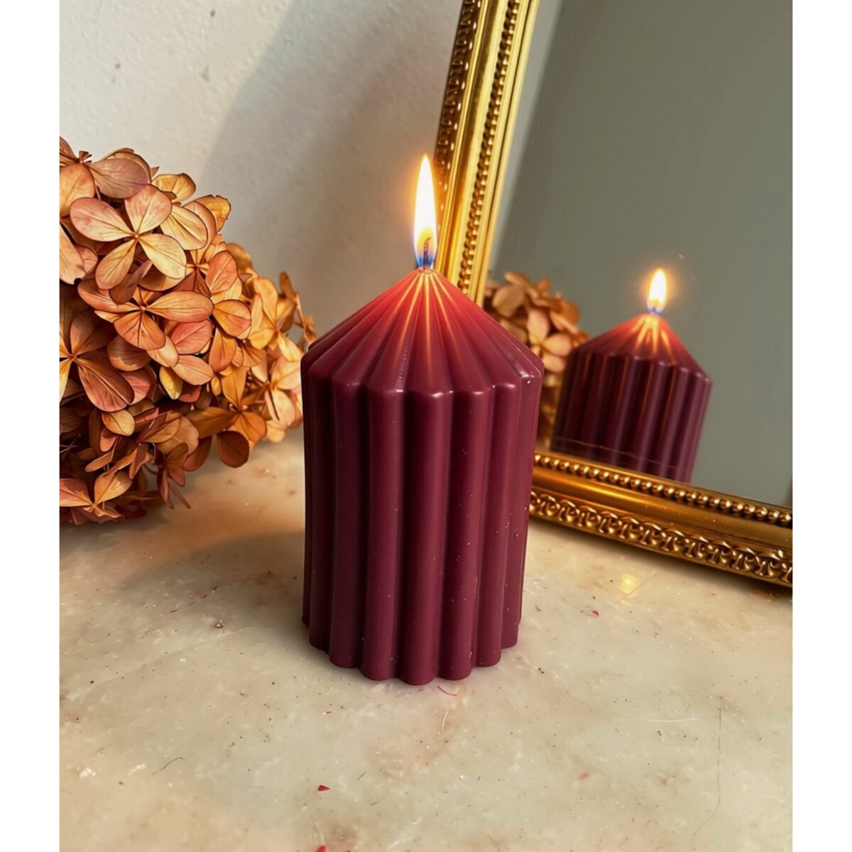Świeca ekologiczna sojowa dekoracyjna "Burgundy Touch" 80x50mm