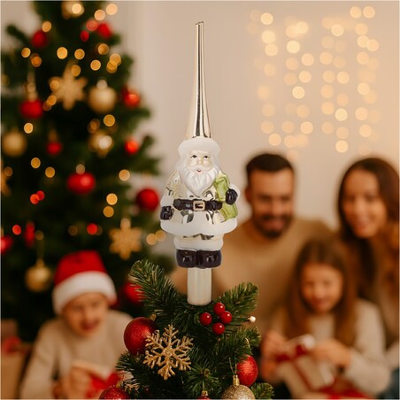 Czubek Na Choinkę Szpic Dekoracja Świąteczna Ozdobna Szklana 28 Cm Złota