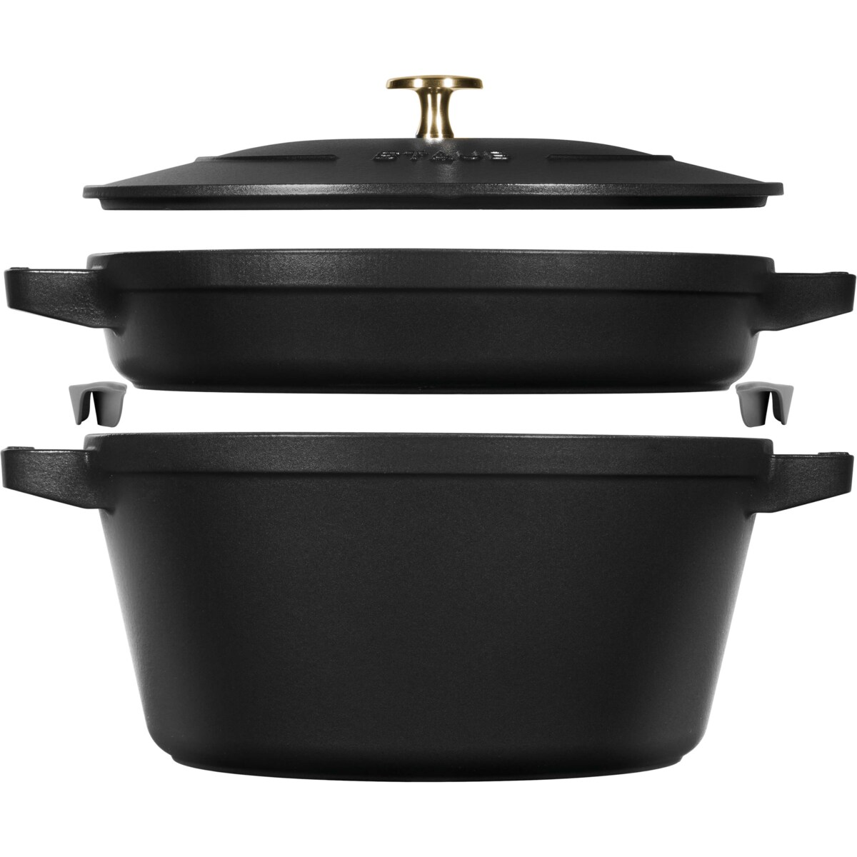 Zestaw 2 naczyń żeliwnych z pokrywką Staub - 24 cm, Czarny