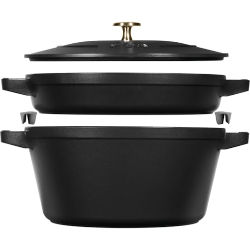 Zestaw 2 naczyń żeliwnych z pokrywką Staub - 24 cm, Czarny