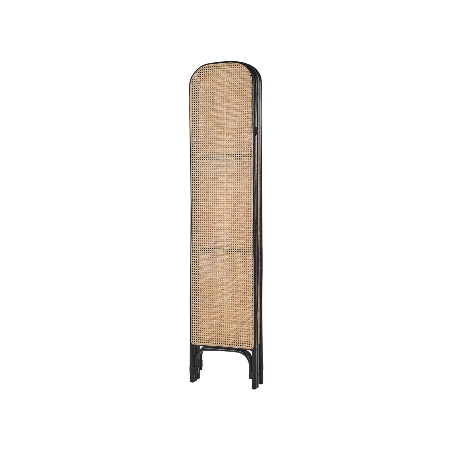 3-panelowy składany parawan pokojowy rattanowy 105 x 180 cm naturalny z czarnym POTENZA
