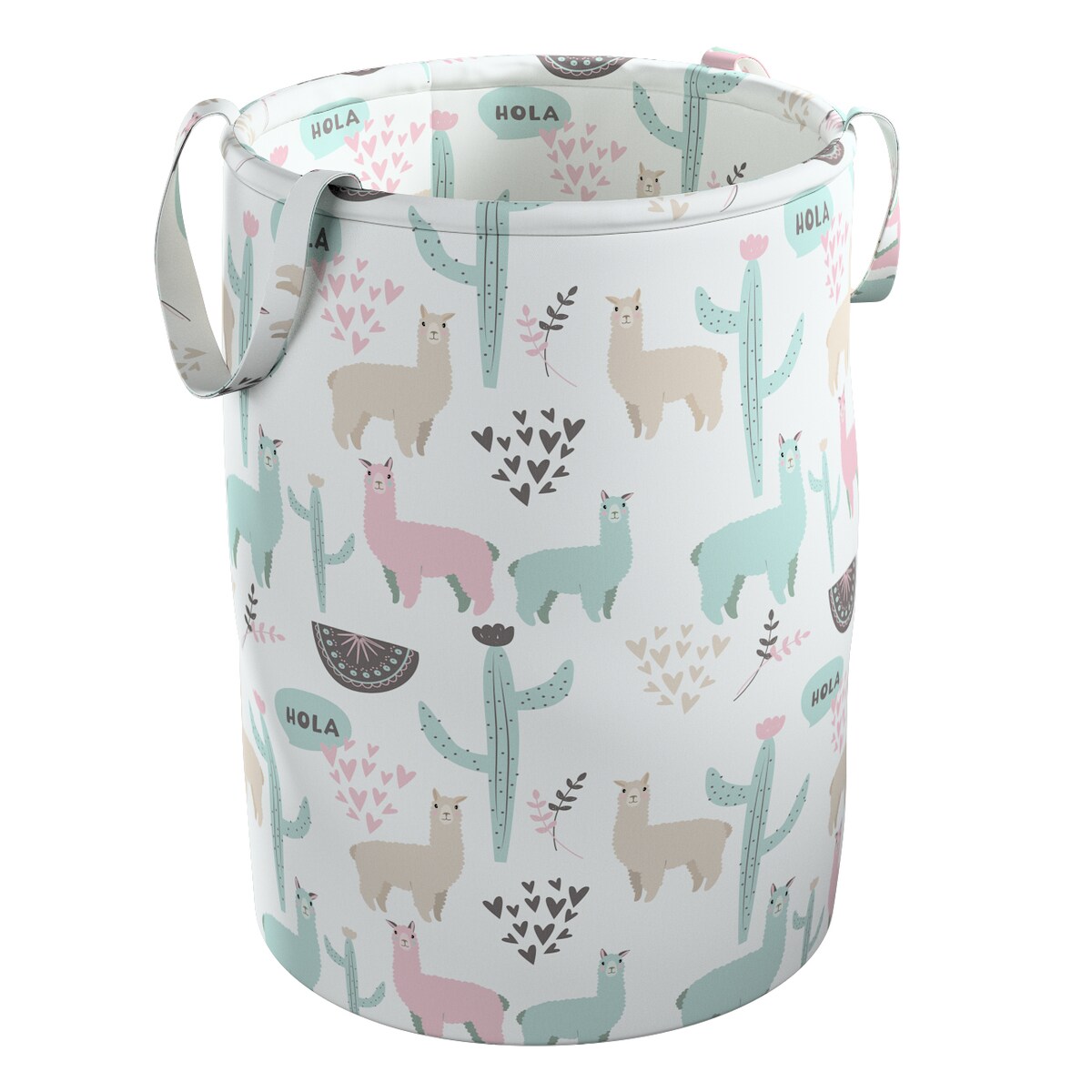 Kosz na zabawki Tobi, pastelowe lamy na jasnoszarym tle, 40x60cm, Magic Collection