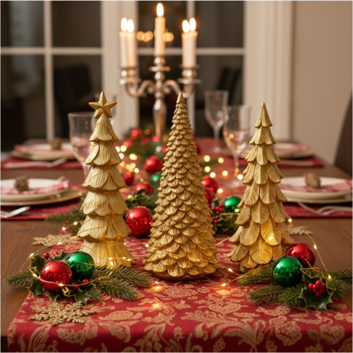 Choinka Led Złota Świecąca Figurka 28 Cm Ozdobna Dekoracja Świąteczna Na Baterie