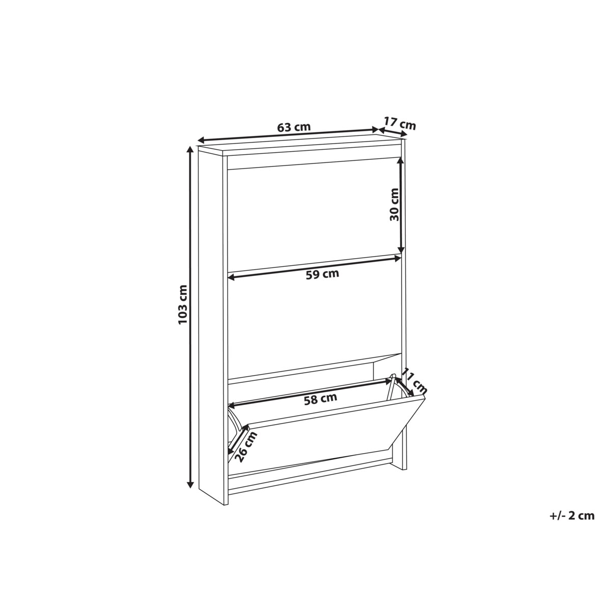 Szafka na buty 3 przegrody lustrzane fronty czarna MIDFIELD